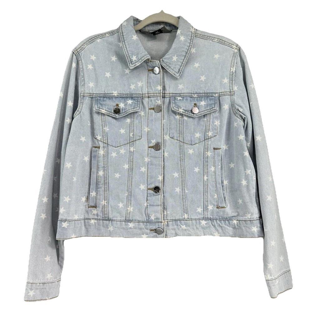 Jou Jou Premium Denim Collection Women's Jean Jacket Medium Pockets Stars NWT
